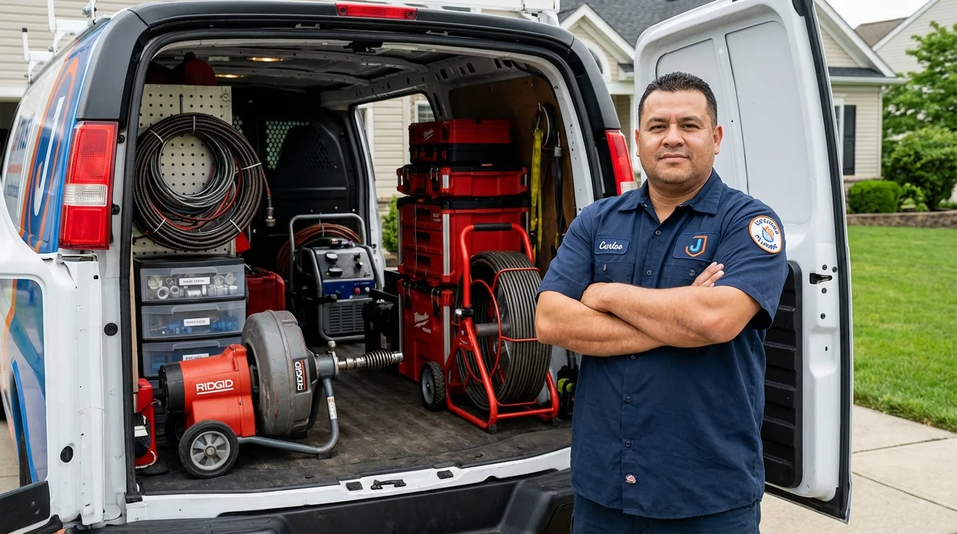 Professional drain cleaning equipment and Johns Plumbing LLC plumber in Maury