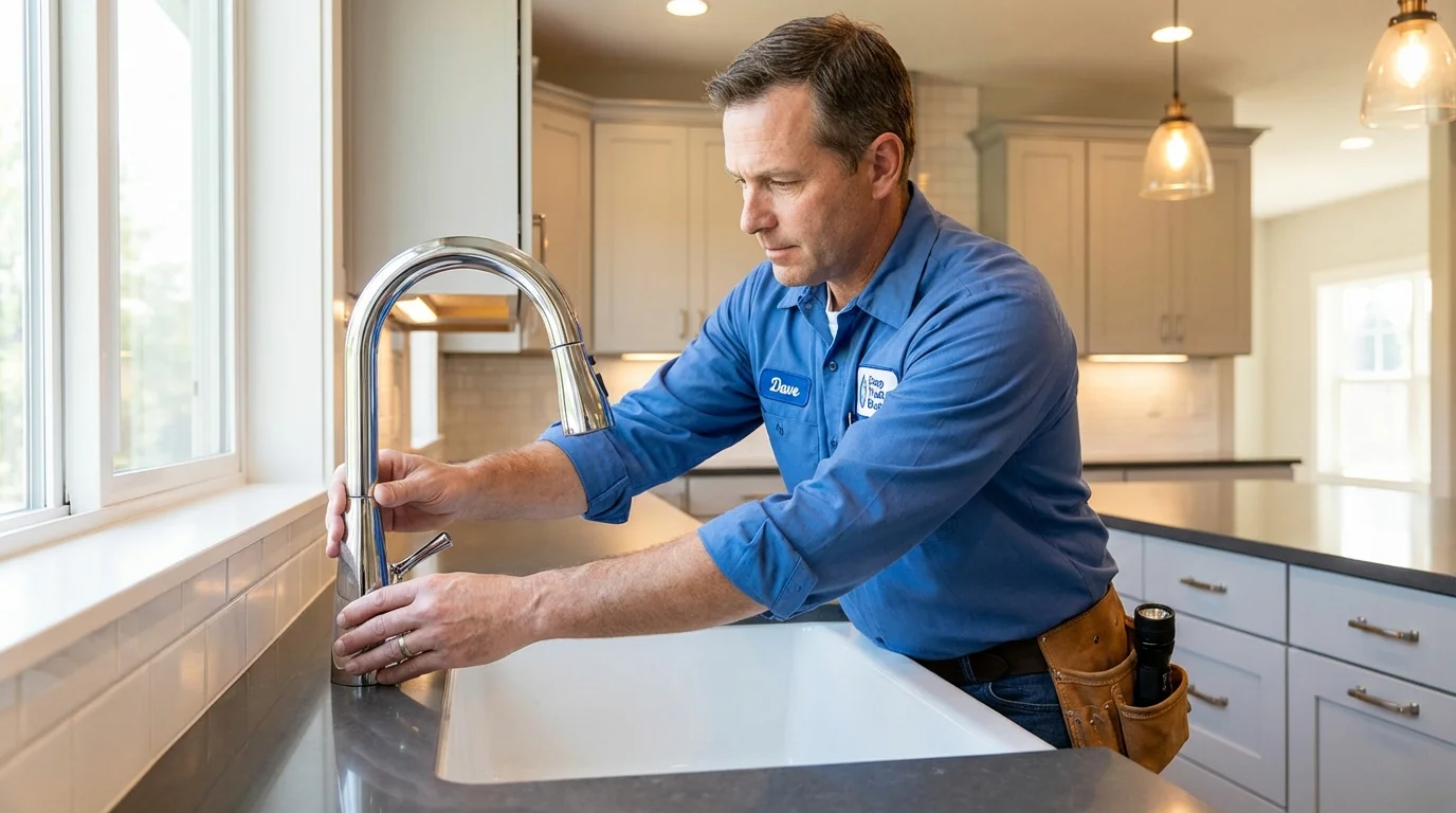 Kitchen faucet installation by Johns Plumbing LLC in Maury
